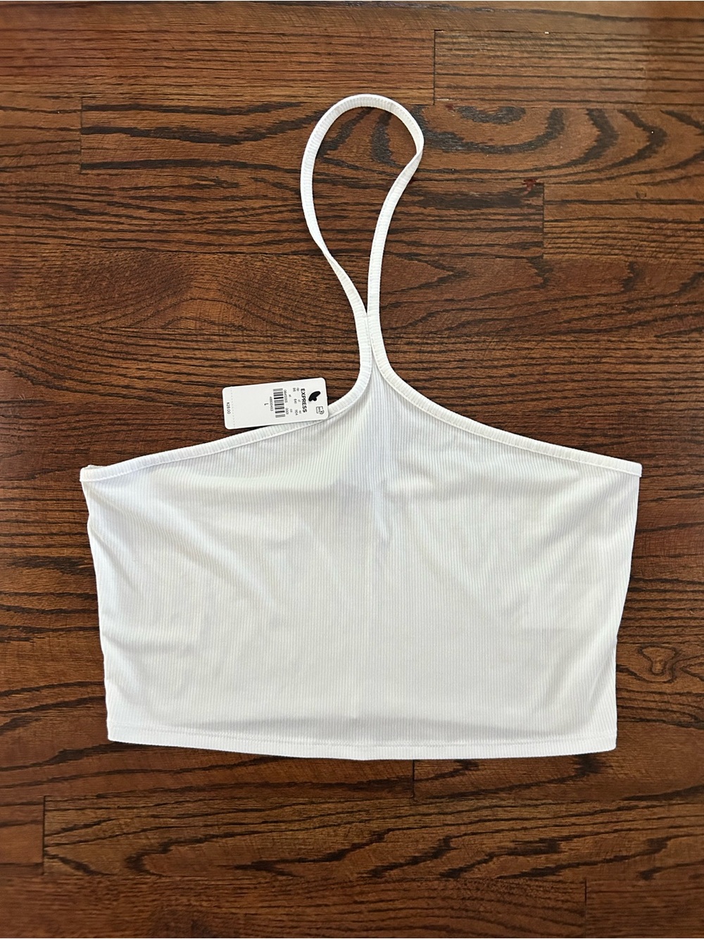 Express Fitted Rib Halter Tank Top Size Large, White - NWT